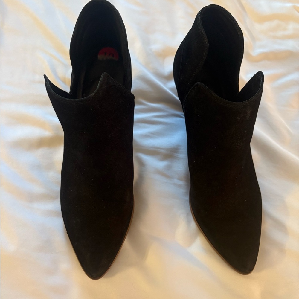 Frye Black Suede Pointed Toe Booties